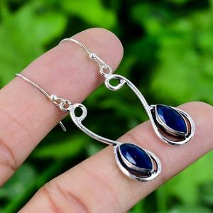 Pendientes de piedras preciosas de Topacio Azul de Plata de Ley 925 de tendencia, joyería hecha a mano, pendientes de estilo bohemio de plata, joyería para mujer, regalo para - Product Image 2