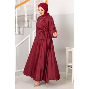 Begonia Vestido Hijab Plisado Rojo Claret - Product Image 4
