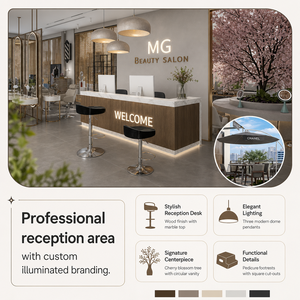 Muebles de Salón de Belleza de Lujo para Peluquería, Manicura y Pedicura, Juego Completo, Silla de Madera, Estación de Lavado de Cabello, Exhibidor de Esmaltes de Uñas para <span class=keywords><strong>Centro</strong></span> de Estética - Product Image 3