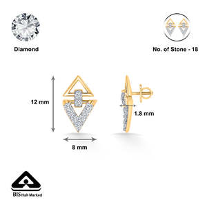 Boucles d'oreilles clous en or 14 carats avec diamants taille Asscher Delta Gleam, bijoux de fiançailles en or rose, blanc et jaune - Product Image 5