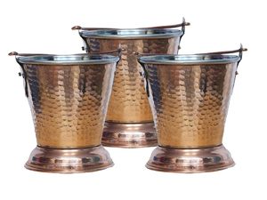 Vaisselle d'ustensiles de cuisine design traditionnels indiens en gros Vaisselle d'hôtel Seau en cuivre en acier inoxydable 840ml Plats de service Balti - Product Image 5