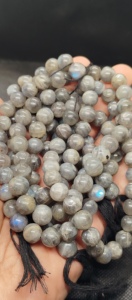 Natural Round Smooth Grey Blue Iolite Stone <b>Beads</b> Loose <b>Beads</b> for Jewelry Making <b>Bracelet</b> Necklace Beaded - Product Image 4