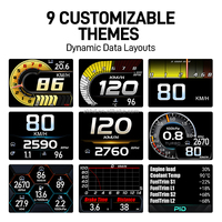 Prix Usine A402 Affichage Tête Haute (HUD) OBD + GPS pour Voiture, Écran LCD, Jauge de Tableau de Bord, Compte-tours, Tension, Pression d'huile, Compteur Turbo, Compteur de Vitesse
