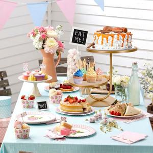 Support à gâteau moderne en métal doré à 2 niveaux, présentoir à cupcakes rond de luxe pour mariage, fête d'anniversaire, dessert et cadeaux - Product Image 5