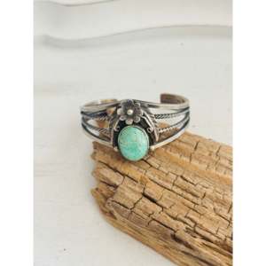 Emerald Valley Turquoise & Sterling Silver Cuff <b>Bracelet</b> Handmade by Navajo Artists Fashion Accessory - Product Image 1