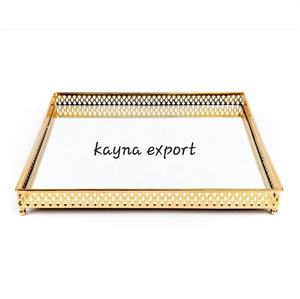 Plateau de miroir en métal plaqué or décoratif fantaisie décoration de Noël plateau en métal utiliser des ustensiles de cuisine et des décorations de table de restaurant - Product Image 6