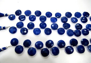 Zafiro azul Forma de moneda redonda Briolette Facetado Cuentas perforadas rectas 15mm Vendido por hebra 8 pulgadas - Product Image 3