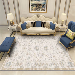 Tapis de luxe en velours cristallin, doux au toucher, avec base à pois personnalisée, pour villa, escalier, couloir, motif médaillon classique, tissage tufté, pour la maison - Product Image 2