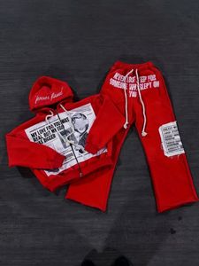 Ensemble survêtement femme sur mesure, sweat à capuche court effet usé, pantalon de jogging large, streetwear, ensemble deux pièces zippé - Product Image 3