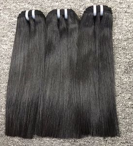 Paquetes de máquina de doble estirado de alta calidad, extensiones de cabello humano virgen brillante suave, cabello de trama recta de hueso, sin enredos que se desprenden - Product Image 1