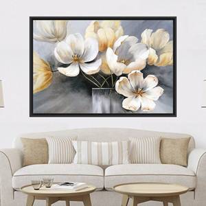 Elegant Abstract Flowers <b>Canvas</b> Print - Modern Floral Wall Art,1P:Black <b>Framed</b> - Product Image 1