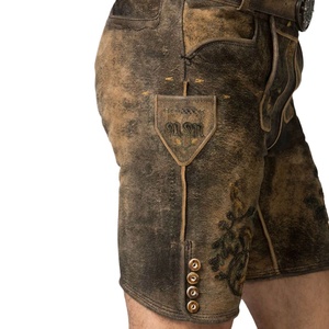 Pantalones Cortos Tradicionales Alemanes de Cuero Genuino para Hombre, Pantalones Cortos Bávaros para el Oktoberfest, Pantalones Cortos de Cuero de Cabra con Bordado Personalizado - Product Image 4