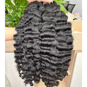 Bundles de cheveux bruts bouclés naturels birmans de haute qualité, style vague profonde en vrac, prix de gros pour les femmes noires - Product Image 1