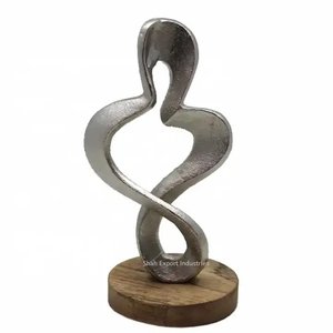 Sculpture de fleur en aluminium fini or avec base noire pour dessus de table de salon Sculpture abstraite décorative - Product Image 5