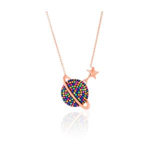 Azuris 925 Sterling Silver Mix Planet Fine Colgante Collar De Turquía - Product Image 2