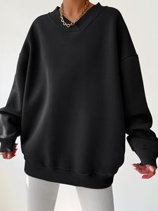 Femmes de haute qualité coton polaire pull à capuche Logo personnalisé imprimé surdimensionné ample tricoté sweat à capuche décontracté hiver - Product Image 5