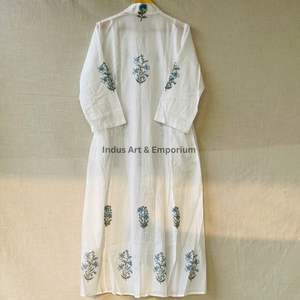Hermoso Vestido de Algodón con Estampado Floral, Vestido para Uso Casual, Vestido con Estampado a Mano - Product Image 6