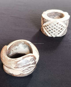 Anillos de Servilleta de Madera Clásicos Vintage, Accesorios de Mesa Ecológicos para Bodas y Fiestas, Porta Servilletas Hechos a Mano, Artesanía de la India - Product Image 1