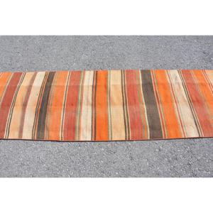 2.5x10.2 ft <b>Rug</b>, Turkish Vintage <b>Runner</b> <b>Rug</b>, Orange Kilim Wool <b>Rug</b> - Product Image 4