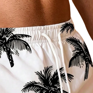 <b>Mens</b> Tropical Palm Print Breathable Fast Dry 100% Polyester Swim Shorts Waist Drawstring Casual Summer Swimming <b>Trunks</b> Two - Product Image 5
