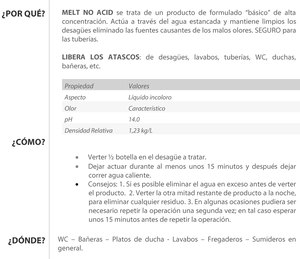 1 L detergente concentrato liquido per scarichi Melt non acido (Faren 3LS001SPPT) - Product Image 2