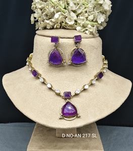 Sku AN 217 SL/D-4-Collier Mehandi Moissanite Kundan - Product Image 3