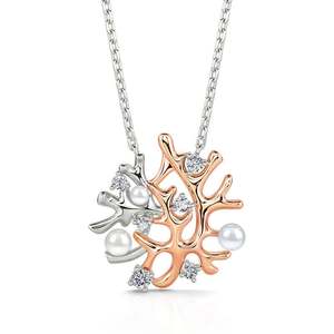 Collier en argent sterling avec perle de culture Jeulia, design récif corallien - Product Image 1