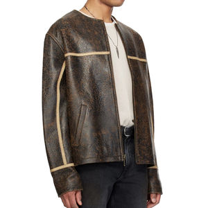 Veste en cuir pour hommes en vente chaude Biker Distressed Faux cuir de qualité supérieure Vestes pour hommes de taille plus - Product Image 2