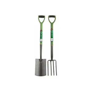 一套两个叉子 & 铲子绿色花园农业迷你花园工具手工工具带卡通包装套装园艺铲子铲子带