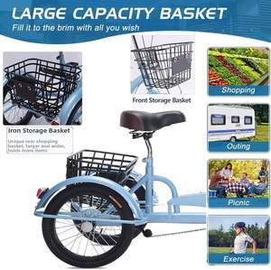 Triciclo Plegable con Asistencia al Pedaleo para Hombres/Mujeres, Tipo Cargo y Cruiser, con el Mejor Material de Cuadro, Engranajes Perfectos, Cesta Trasera y Sistema de Doble Freno - Product Image 5