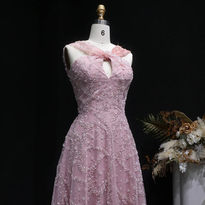 Jancember LSZ709 Elegante <span class=keywords><strong>Abito</strong></span> da Sera <span class=keywords><strong>Rosa</strong></span> Sfumato con Collo Incrociato e Linea ad A - Product Image 5