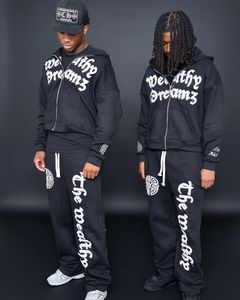 Customized Men Puff Printing Stacked Joggers Suits Set Men Custom Street Wear Wholesale Stack Sweat <b>Pant</b> Set Tracksuits for Men - Product Image 3