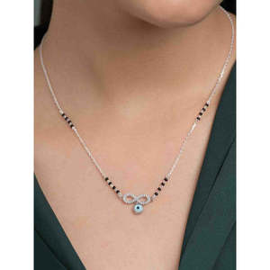 Compre un Mangalsutra de Plata Pura con Baño de Oro, Cadena de Perlas y Diamantes, Estilo Étnico Religioso, Regalo Perfecto para su Esposa - Product Image 5