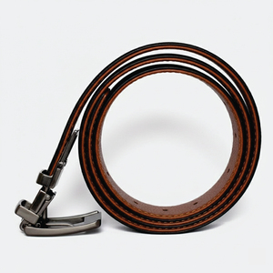 Ceinture en cuir de vachette pour homme de style classique Marron Cuir fendu de haute qualité avec boucle en alliage pour affaires ou jeans - Product Image 3