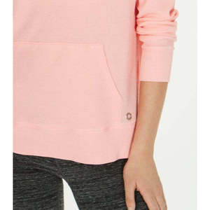 Calvin Klein Women's Performance High-Low <b>Hoodie</b> <b>Orange</b> Silk Knitted Sweatshirt Breathable Feature Long Size Small for Autumn - Product Image 3