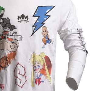 Chemise à manches longues pour hommes et femmes de 3e année, impression d'art illustré, coton blanc, style décontracté, style de rue créatif - Product Image 6