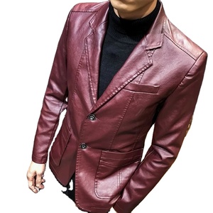 Veste en cuir artificiel de grande taille pour hommes, veste en cuir de couleur unie, veste bombardier décontractée en gros, mode automne hiver pour hommes, veste mince - Product Image 6