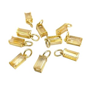 Colgante de baguette pequeño de citrino amarillo, oro Natural Vermeil, piedra natal de noviembre, ajuste de punta, collar de piedras preciosas, fabricante de abalorios - Product Image 1