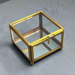 Jewellery Box <b>Small</b> size Decorative Box Organizer brass finish made glass <b>mirror</b> brass - Product Image 1