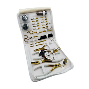 Kit d'outils Microlink Premium, pince pour extensions de cheveux à clipser en or blanc avec étui, logo personnalisé, boucle de tirage pour extensions de cheveux - Product Image 1