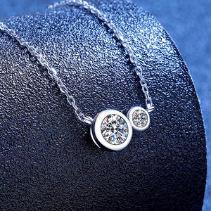 Collar de Plata de Ley 925 con Colgante de Moissanita Estilo Burbuja Francesa, Cadena de 2 Eslabones, Amuleto de Lujo, Regalo de Boda, Joyería Fina para Mujer - Product Image 2