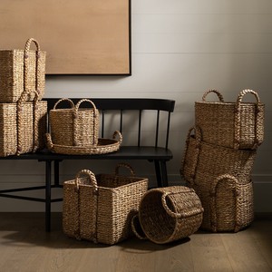 Paniers de rangement en jonc de mer faits à la main du Vietnam avec poignées, respectueux de l'environnement, robustes et de forme carrée et ronde - Product Image 1