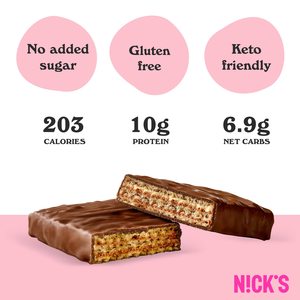 Barre protéinée NICK'S à la noisette |   25% de protéines (10g) 203 calories |   Barres de biscuits faibles en glucides (24 barres x 40g) - Product Image 5