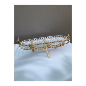 Bandeja Ovalada Dorada de una Sola Pieza con Soporte de 40,5 cm para Desayuno y Cena - Product Image 4