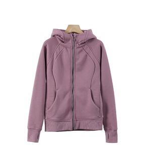 Sudaderas con capucha de diseño personalizado al por mayor para mujer, de invierno/otoño, para gimnasio, de color liso, con cremallera completa, holgadas, para correr al aire libre, con cierre frontal - Product Image 4