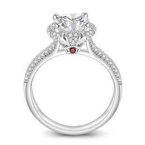 Jeulia Vintage Halo Engagement Ring Sterling Silver Lab Grown Diamond Open Ring - Product Image 1