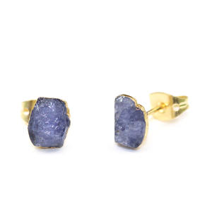 ต่างหูเม็ดเดี่ยว Tanzanite ชุบทองด้วยไฟฟ้าเครื่องประดับหินวันเกิดสำหรับ December - Product Image 2