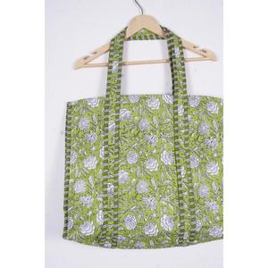 Sacs à main matelassés bloc à main imprimé pur coton avec sacs à provisions matelassés imprimés à la main bloc impression coton marché sac en gros - Product Image 6