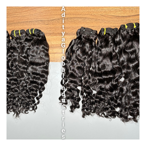 Paquets de cheveux indiens bouclés naturels avec cuticules alignées cheveux bruts du temple extensions de cheveux humains non traités à double tirage - Product Image 2