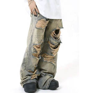 Pantalones vaqueros holgados de corte holgado con cintura ajustable y aspecto elegante Pantalones vaqueros holgados duraderos con costuras reforzadas y lavado vintage - Product Image 6